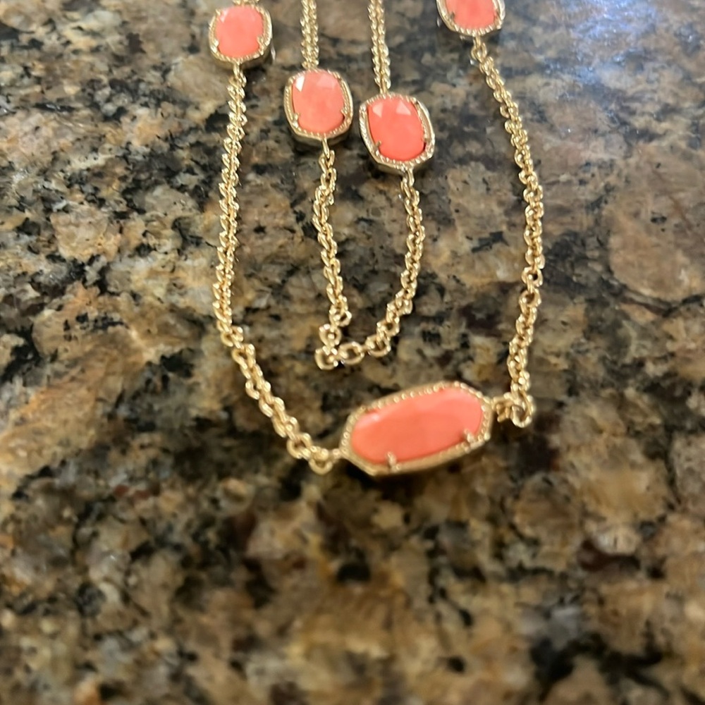 Kendra Scott Gold Necklace with Coral Accents
